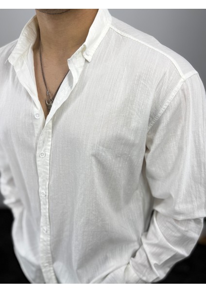 Dökümlü Oversize Keten Görünümlü Erkek Gömlek modelleri