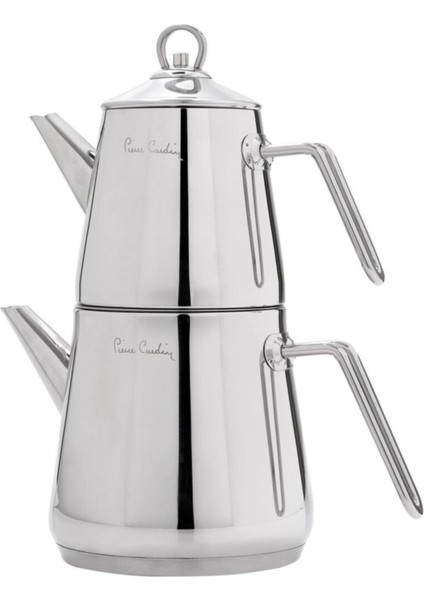 Parlak ve şık gümüş çaydanlık, dayanıklı çelik tasarım, zarif ve kullanışlı 2L