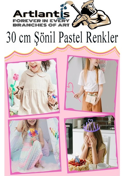 Şönil Pastel Renkler 30 cm 100 Lü 1 Paket Pastel Renkli Tüylü Tel Peluş Tel 30 cm Elişi Okul Projeleri Süsleme