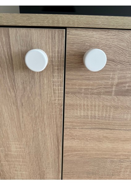 Dekoratif Doğal Ahşap Yuvarlak 4’lü Dolap Kulpu Beyaz fırsatları