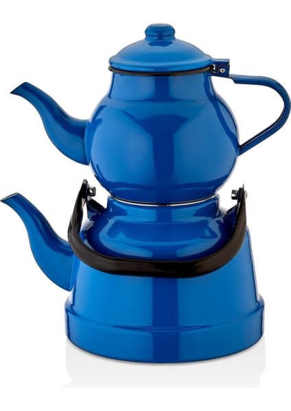 Mavi Emaye Çinko Çaydanlık Takımı, Jumbo Boy, 2.5 ve 4.2 L kapasite
