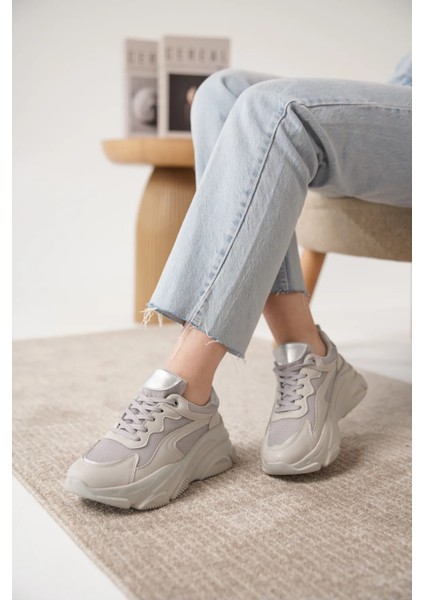 Günlük Ortopedik Kadın Gri Sneaker Spor Ayakkabı