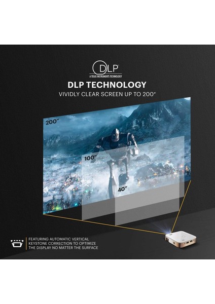 Luma 350 Mobil Akıllı Projektör, 4K Ultra Hd, Android 6.0 ve Wi-Fi ile 200 Inç Ekran