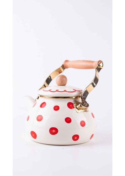 Merry Yılbaşı Özel Emaye Vintage Kettle 2'litre- Ocakta-Sobada Kullanılabilir