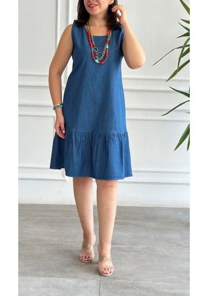 Kadın Elbise Mavi Denim