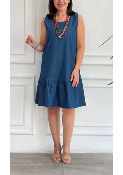 Kadın Elbise Mavi Denim