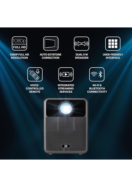 Flık HD10 Akıllı Projektör, Android Tv, 1080P Fhd, Google Asistan, Wi-Fi, Bluetooth, 2000:1 Kontrast