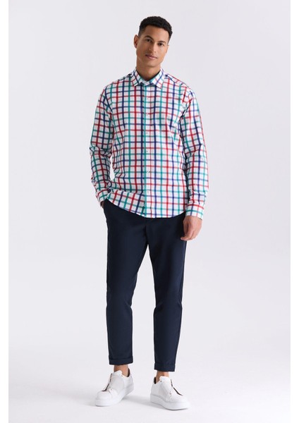 Yeşil Slim Fit Yaka Düğmeli Gömlek fiyatları
