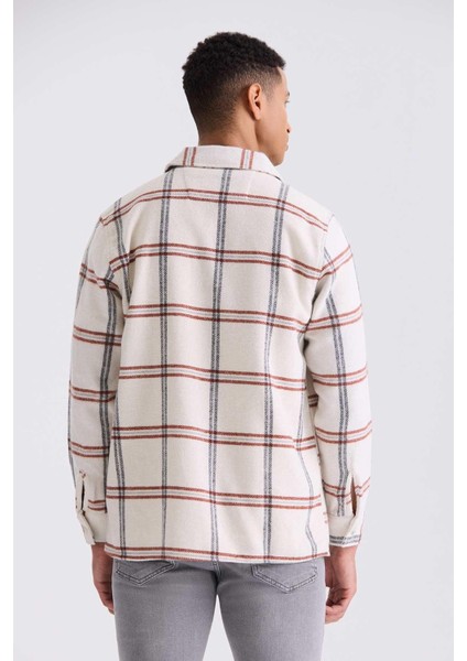 Kiremit Oversize Kareli Erkek Gömlek