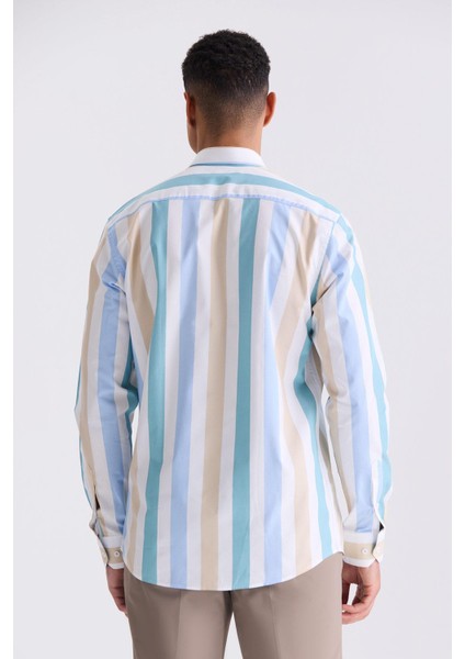 Bej Slim Fit Yaka Düğmeli Gömlek fırsatları