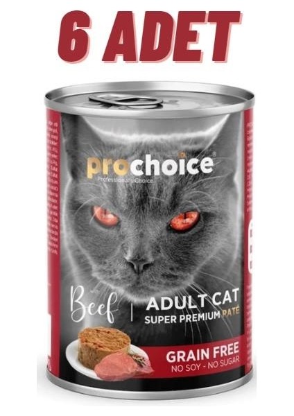 Prochoice Adult Cat Beef Pate Kedi Konservesi 6X400 gr