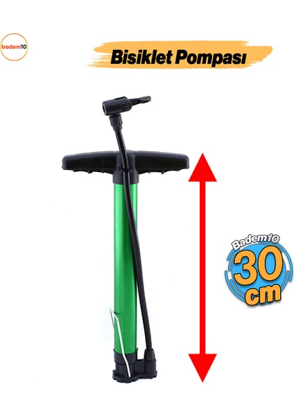 Bisiklet Pompası 30 Cm El Tipi Ayak Tutamaklı Hava Top Şişirme Standart Plastik Başlıklı Uçlu Borulu fiyatları