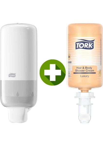 1 Ad. Tork Sabun Dispenseri Beyaz 561500 + 1 Litre Tork Luxury Sıvı Sabun Hediyeli