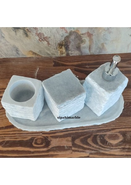 Gri Mermer 4/lü Şık Banyo Seti fırsatları