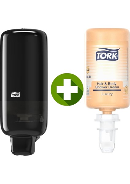 1 Ad. Tork Sabun Dispenseri Siyah 561508 + 1 Litre Tork Luxury Sıvı Sabun Hediyeli