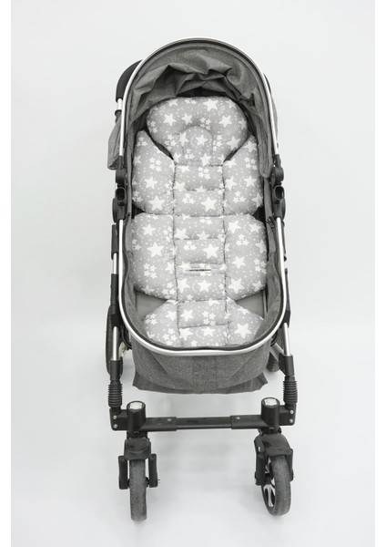 Bebek Arabası Minderi, Bel Destekli, Çift Taraflı, Big Stars Serisi, Gri fırsatları