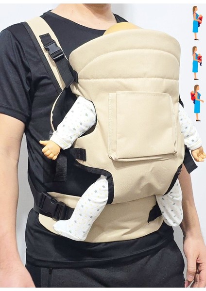 Çift Yönlü Bebek Taşıma Kangurusu Ergonomik Lüx Bebek Taşıyıcı Kanguru Krem