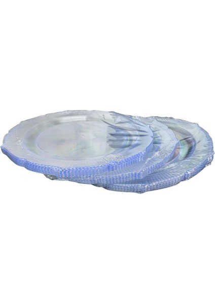Davet Parti Sunum Doğum Günü Şeffaf Sert Plastik Mika Tabak - 22 Cm. -6 Adetlik 3 Paket