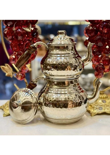 Bakır dövme çekiç, büyük kaplama çaydanlık, dayanıklı ve şık tasarım, 2-2.99 L, bordo renk