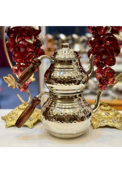 Bakır dövme çekiç, büyük kaplama çaydanlık, dayanıklı ve şık tasarım, 2-2.99 L, bordo renk modelleri