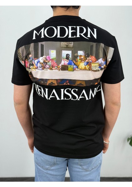 Mordern Dijital Sırt Baskılı Slim Fit T-Shirt