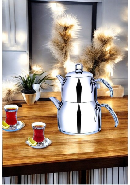 Mini Çelik Çaydanlık Takımı, Indüksiyon Tabanlı, Metal Kulplu, Şık ve Kullanışlı, 1,25 L modelleri