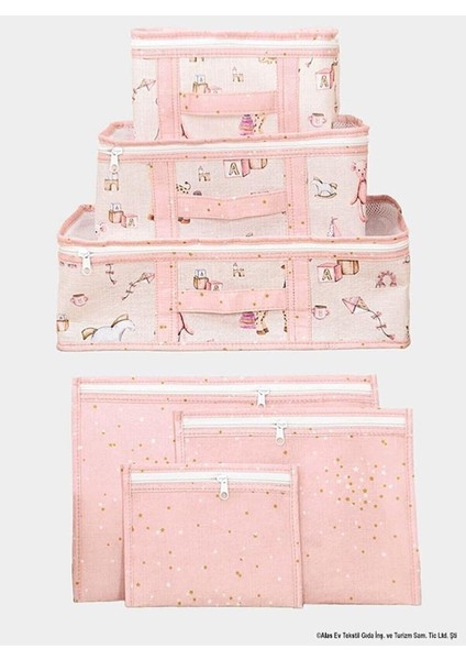 Doğuma Hazırlık Bebek Bakım Çok Amaçlı Düzenleyici 6 Parça (Pembe)