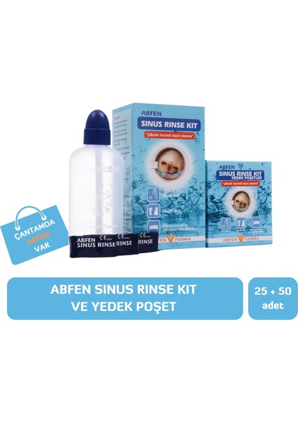 Abfen Sinus Rinse Burun Yıkama Kiti ve Yedek Poşetleri 25 + 50 Adet