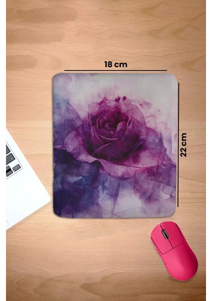 Bilek Destekli Mor Epik Gül Dikdörtgen Pürüzsüz Yüzey Dikişsiz Mouse Pad 18X22CM