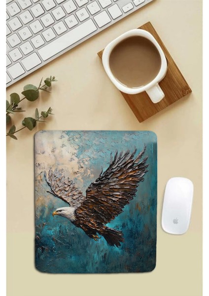 Bilek Destekli Göklerin Kralı Kartal Mavi Dikdörtgen Pürüzsüz Yüzey Dikişsiz Mouse Pad 18X22CM