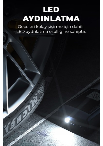 Dijital Taşınabilir Kompresör Araç Lastik Top Şişirme Pompası Hava Kompresörü