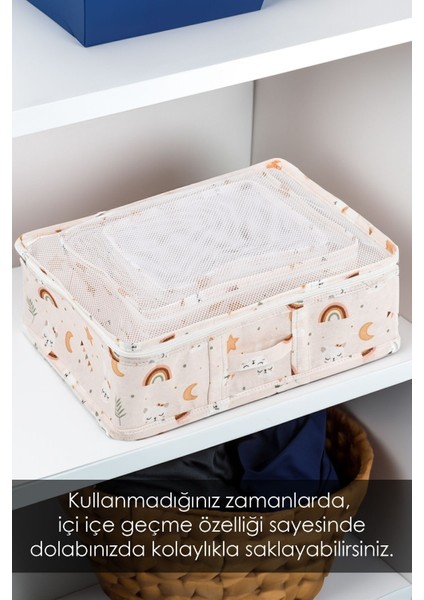 6'lı Bavul Valiz Organizer - Yeni Doğan Hastane Seti - Desenli Anne Bebek Valiz Içi Düzenleyici Hur modelleri