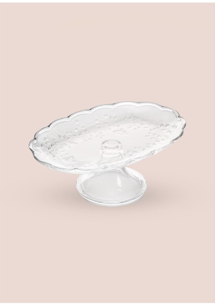 Ayaklı Cam Sunum Tabağı Oval 31X20X12 cm CAM0498