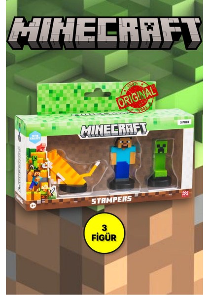 Minecraft 3D Figür Stamper 3'lü Set - Model 1