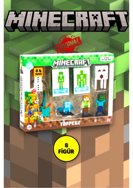 Minecraft 3D Figür Toppeez 8'li Delüks Set - Model 4
