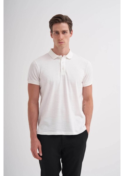 Polo Yaka Ekru Erkek T-Shirt 4221
