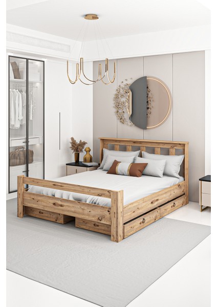Ni̇nni̇mo Arya Çi̇ft Ki̇şi̇li̇k 160X200 Yatak Uyumlu Ceviz Çekmeceli̇ Karyola - Açy-2 fiyatları