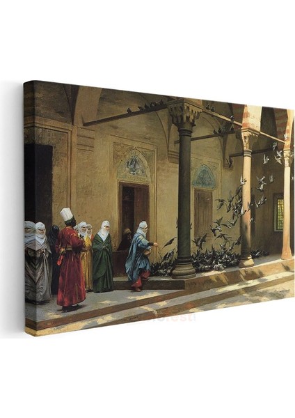Osman Hamdi Bey - Güvercinli Avlu Kanvas Tablo