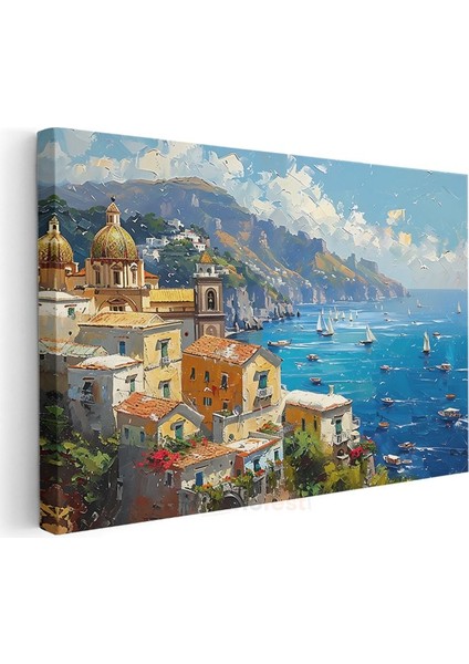 Positano Tepeleri - Renkli Italyan Sahili Kanvas Tablo modelleri