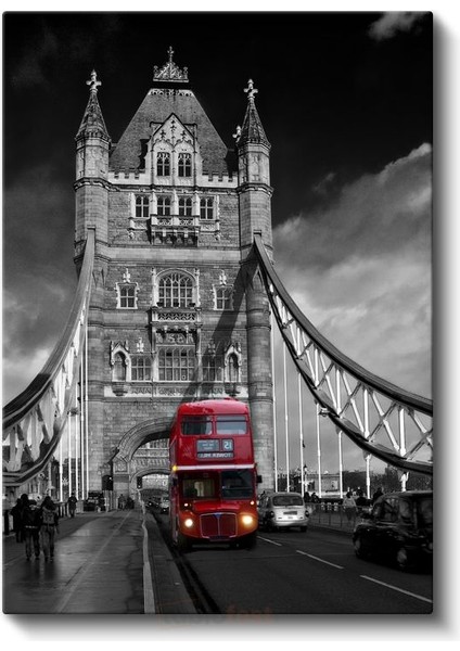 Tower Bridge - Kırmızı Otobüs Kanvas Tablo