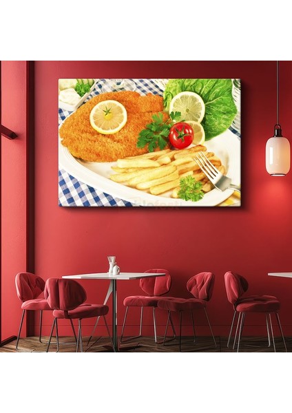 Çıtır Balık - Patates Kızartması ve Yeşillikler Kanvas Tablo