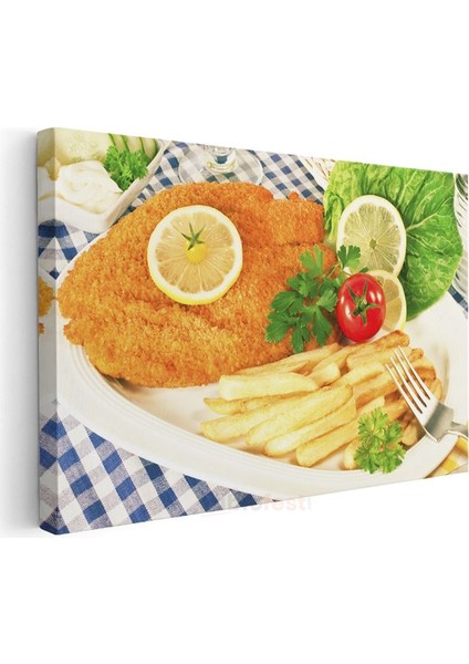 Çıtır Balık - Patates Kızartması ve Yeşillikler Kanvas Tablo modelleri