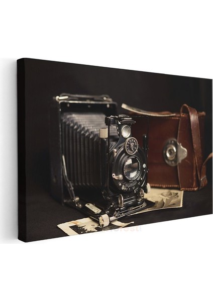 Körüklü Fotoğraf Makinesi - Deri Çantalı Klasik Model Kanvas Tablo modelleri