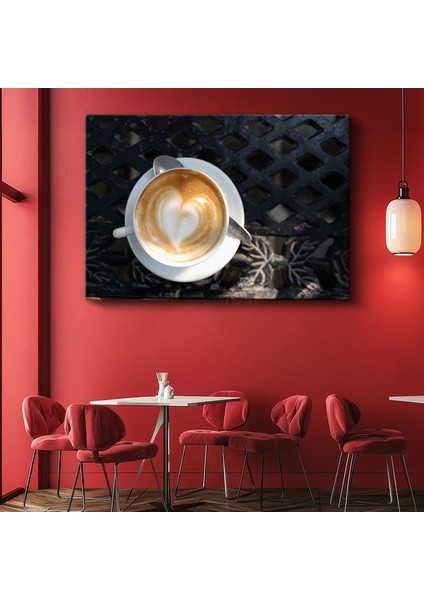 Latte Art - Kalp Desenli Kahve Keyfi Kanvas Tablo