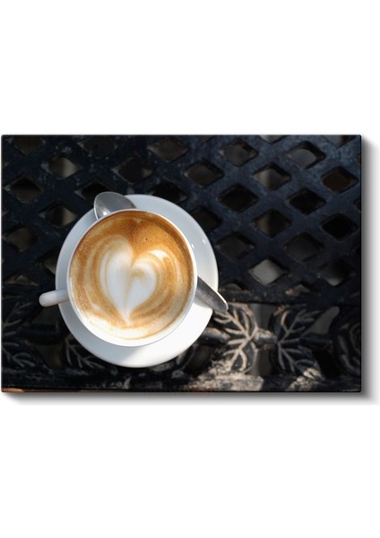 Latte Art - Kalp Desenli Kahve Keyfi Kanvas Tablo