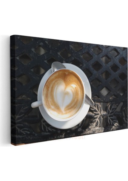 Latte Art - Kalp Desenli Kahve Keyfi Kanvas Tablo