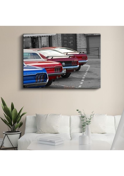 Ford Mustang - Klasik Amerikan Muscle Car Arka Görünüm Kanvas Tablo