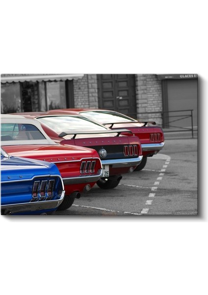 Ford Mustang - Klasik Amerikan Muscle Car Arka Görünüm Kanvas Tablo fiyatları