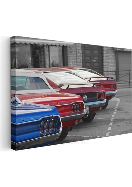 Ford Mustang - Klasik Amerikan Muscle Car Arka Görünüm Kanvas Tablo modelleri