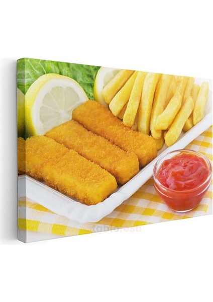 Balık Parmak - Patates Kızartması ve Ketçap Kanvas Tablo